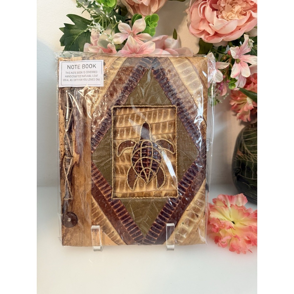 Sea Turtle Book or Album Handmade Natural Paper & Wood Boho Rustic Primitive NIB